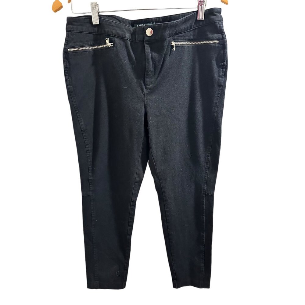 👗 2/$30 👗 Black Ralph Lauren Straight Leg Slacks with Zipper Pockets sz 12